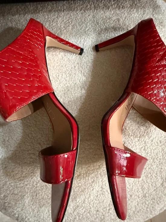 Calvin Klein Red Patent Slide Mules - Picture 5 of 7